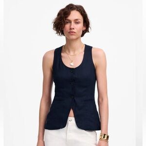 Madewell Linen Scoopneck Cutaway Vest